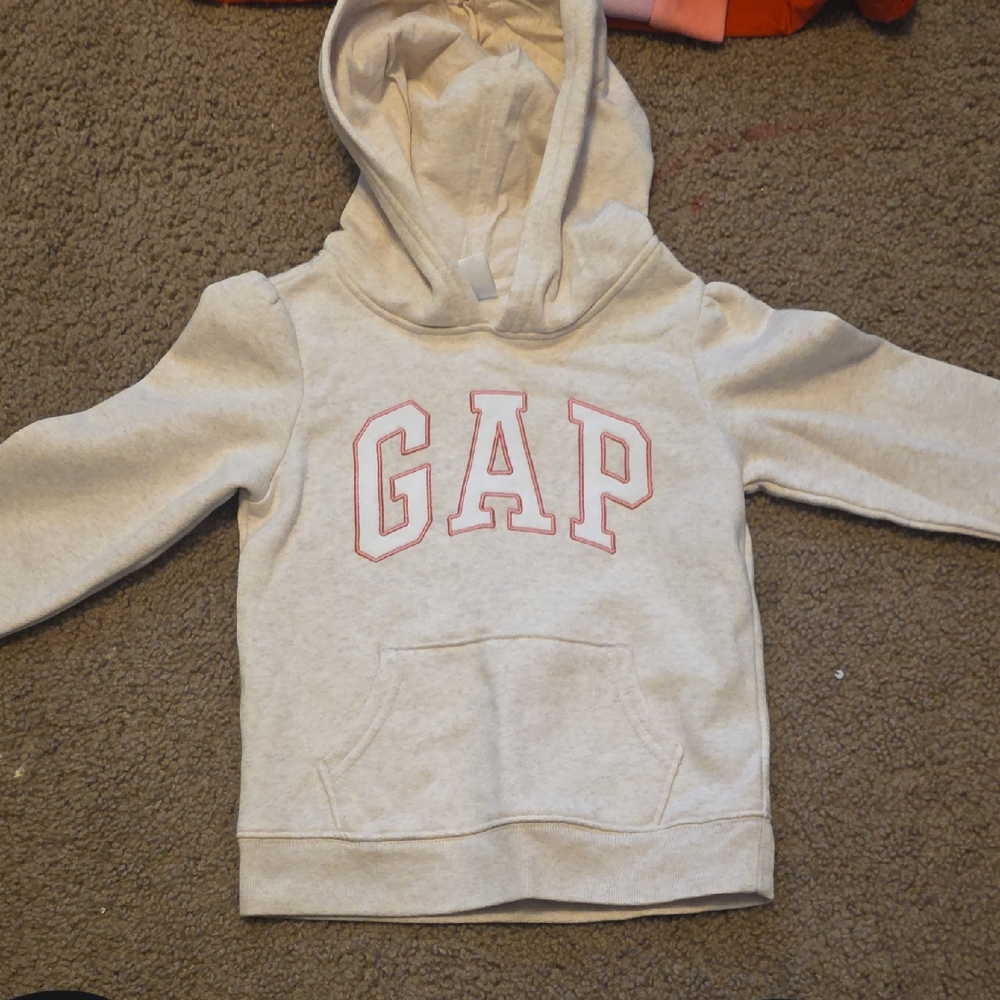 GAP Kids Off-White Hoodie with Pink Logo